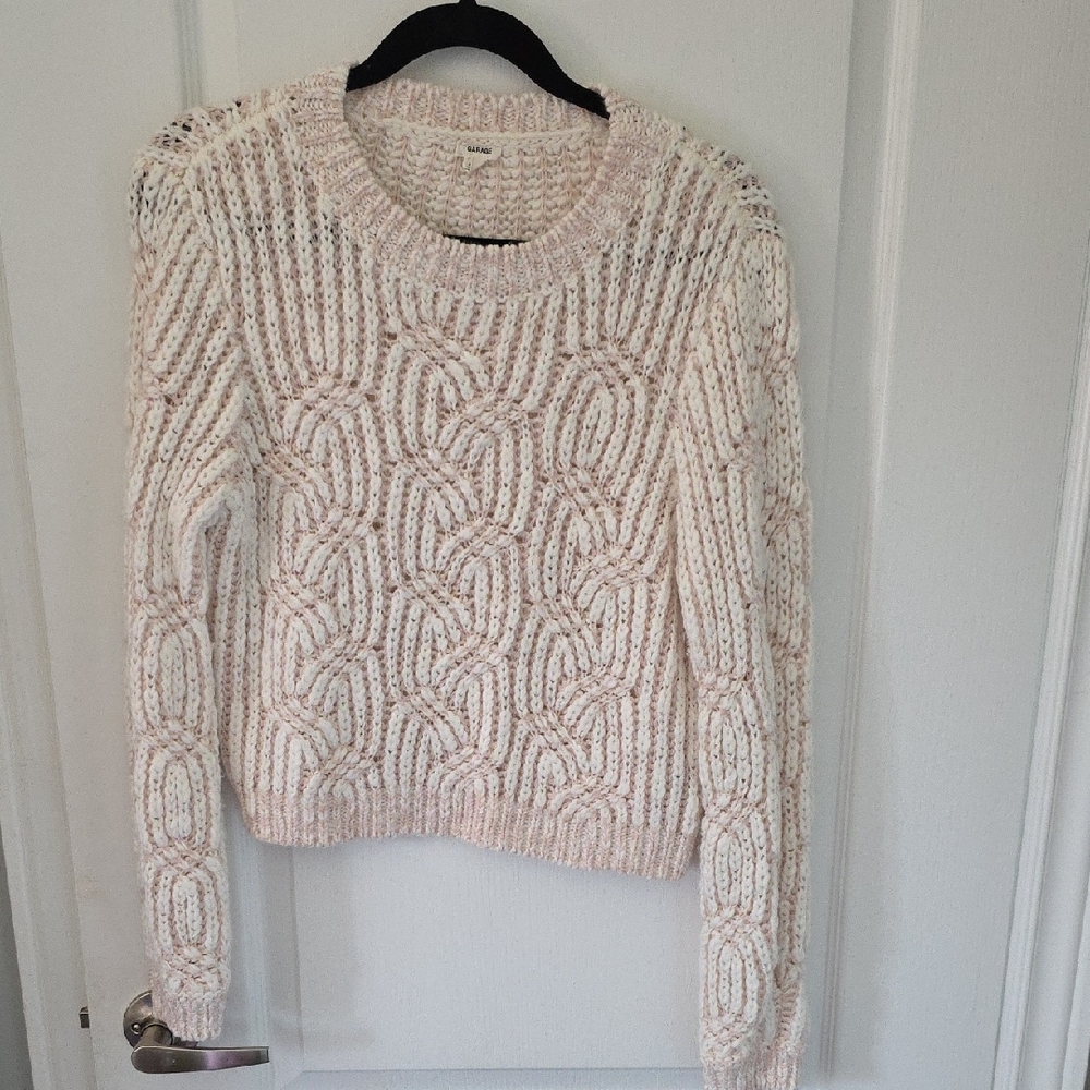 Garage Cream and Pink Cable Knit Sweater